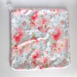 Floral Cuddle Blanket, Girl Blanket, Minky Blankie, Lovey, Baby Pink White New Gift, Modern Nursery - thumbnail 2
