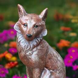 Concrete Red Fox Sculpture Stone Wild Animal Statue Sitting Figurine Garden Decoration Outdoor Yard Ornament Handmade Lover Gift - thumbnail 2