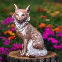 Concrete Red Fox Sculpture Stone Wild Animal Statue Sitting Figurine Garden Decoration Outdoor Yard Ornament Handmade Lover Gift