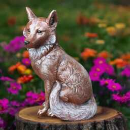 Concrete Red Fox Sculpture Stone Wild Animal Statue Sitting Figurine Garden Decoration Outdoor Yard Ornament Handmade Lover Gift - thumbnail 3