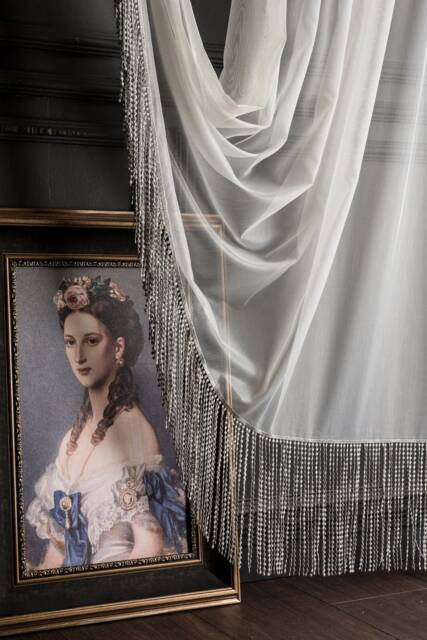 Embroidered Sheer Curtain Cream Beige White, Custom Size - image 1