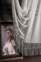 Embroidered Sheer Curtain Cream Beige White, Custom Size - thumbnail 1