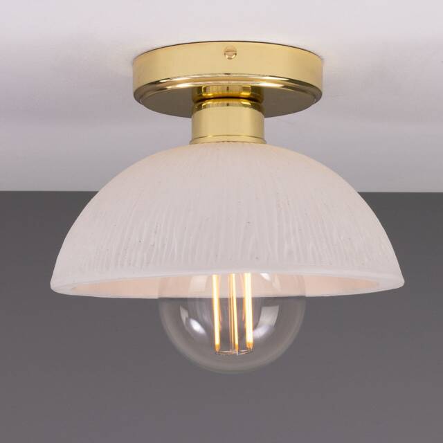 Kauri Organic Ceramic Dome Ceiling Light Matte White Striped 8 - image 1