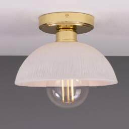 Kauri Organic Ceramic Dome Ceiling Light Matte White Striped 8 - thumbnail 1