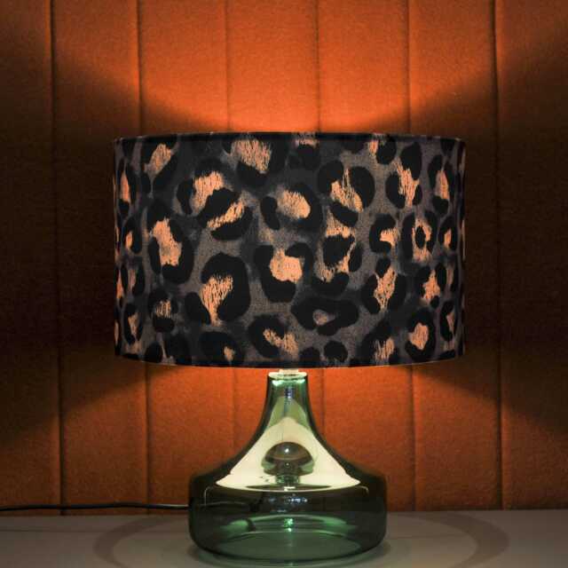 Black & Grey Leopard Print Velvet Lampshade Drum Lamp Shade 25cm 30cm 35cm 40cm 45cm Ceiling , Table Luxury Living, Animal - image 1