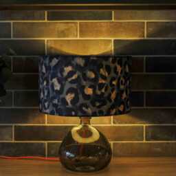 Black & Grey Leopard Print Velvet Lampshade Drum Lamp Shade 25cm 30cm 35cm 40cm 45cm Ceiling , Table Luxury Living, Animal - thumbnail 3