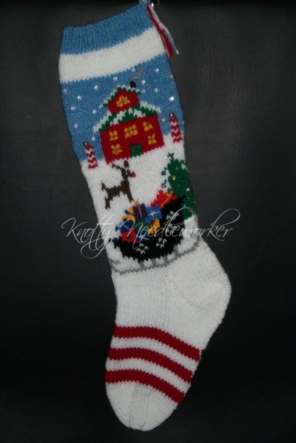PDF Pattern Only Hand Knitted Christmas Eve At The North Pole Stocking - image 1