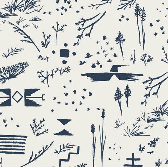 Boho Tribal Crib Sheet Navy Blue Baby Bedding, Fitted Cot Sheet - image 1
