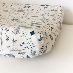 Boho Tribal Crib Sheet Navy Blue Baby Bedding, Fitted Cot Sheet - thumbnail 3
