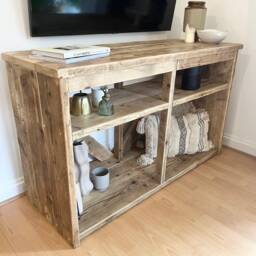 Handmade Reclaimed Wood Console Table Rustic Media Cabinet - Milton - thumbnail 2