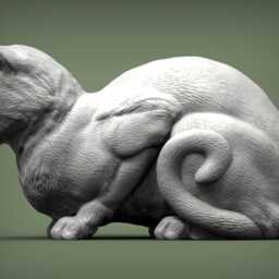 Cat Sitting Low -3D Printed - For Lovers, Ornament, Memorial, Gift - thumbnail 2