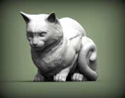 Cat Sitting Low -3D Printed - For Lovers, Ornament, Memorial, Gift - thumbnail 1