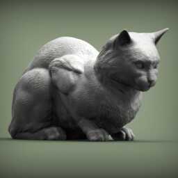 Cat Sitting Low -3D Printed - For Lovers, Ornament, Memorial, Gift - thumbnail 3