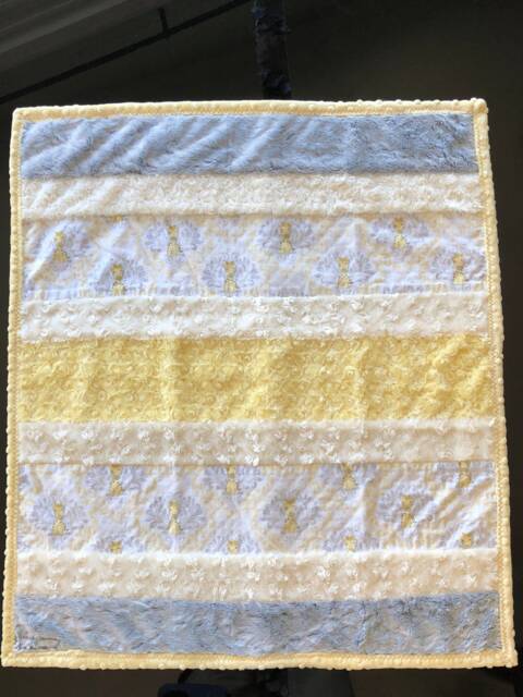 Handmade Modern Baby Yellow Giraffe Minky Blanket - image 1