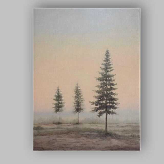 Minimalist Pine Trees Misty Horizon Scandinavian Landscape Canvas Wall Art Print Decor Picture Ready To Hang - image 1