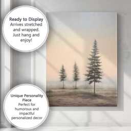 Minimalist Pine Trees Misty Horizon Scandinavian Landscape Canvas Wall Art Print Decor Picture Ready To Hang - thumbnail 3