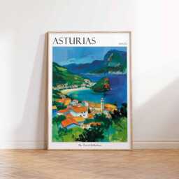 Asturias Spain Travel Poster Coastal Village Art Print - thumbnail 3