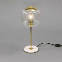 Astoria Reeded Glass & Brass Table Lamp 8 - thumbnail 2