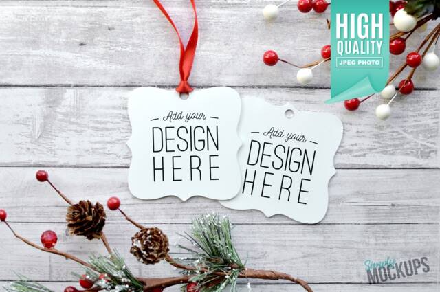 Double Sided Prague Aluminum Christmas Ornament Mockup - High Quality Digital Download - image 1