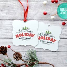 Double Sided Prague Aluminum Christmas Ornament Mockup - High Quality Digital Download - thumbnail 2
