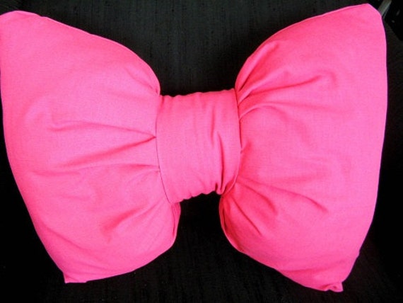 Bow Shaped Decorative Pillow in Pink Cotton Canvas Teen Women Girl - image 1