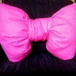 Bow Shaped Decorative Pillow in Pink Cotton Canvas Teen Women Girl - thumbnail 2