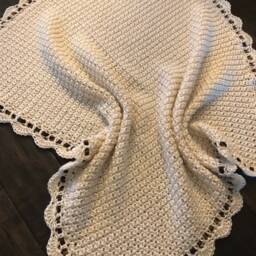 Cream Baby Blanket - Crochet Handknit Shower Gift Boy Or Girl - thumbnail 4