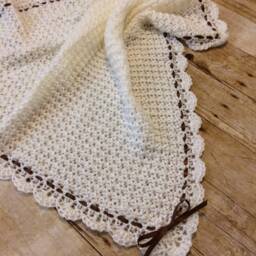 Cream Baby Blanket - Crochet Handknit Shower Gift Boy Or Girl - thumbnail 3