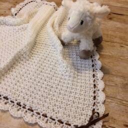 Cream Baby Blanket - Crochet Handknit Shower Gift Boy Or Girl - thumbnail 2