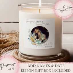 Personalised 4Th Anniversary Candle Four Years Down Forever To Go, Forth Wedding Gift Set, Linen Anniversary Scented Photo Card