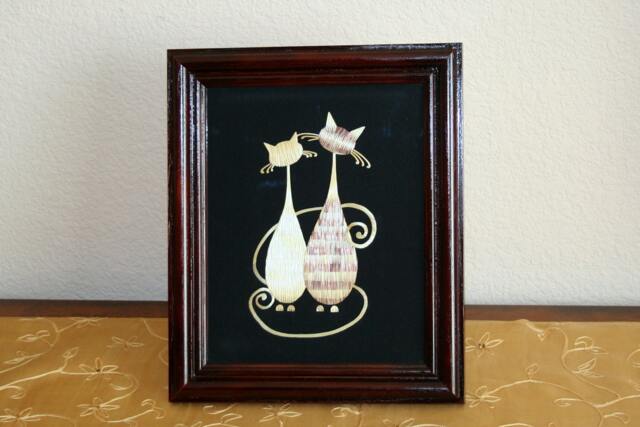 Cats' Dreams Original Framed Strawart Wall Decor - image 1