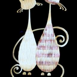 Cats' Dreams Original Framed Strawart Wall Decor - thumbnail 2