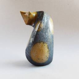 Ceramic Sculpture Of A Cat, Spotted Cat, Ceramics Raku, Cognac, Glaze, Art, Pets, Christmas Present, Original Gift, Collection Cats, Black Cat - thumbnail 3