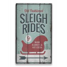 Santa Sleigh Rides, Rides Decor, Christmas Sign, Lover Wooden Sale Wall Decor - Old Sign - thumbnail 2