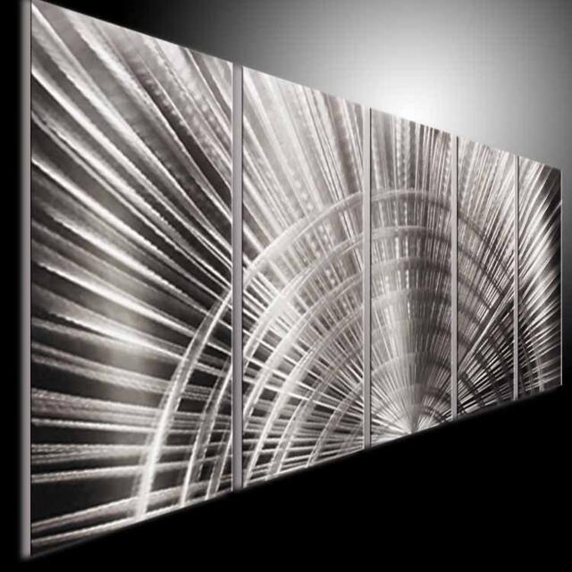 Abstract Metal Wall Art Silver Aluminum Sculpture, Modern Home Decor - image 1