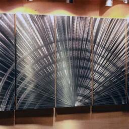 Abstract Metal Wall Art Silver Aluminum Sculpture, Modern Home Decor - thumbnail 2