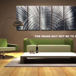 Abstract Metal Wall Art Silver Aluminum Sculpture, Modern Home Decor - thumbnail 4