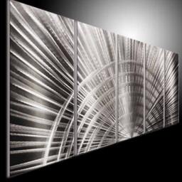 Abstract Metal Wall Art Silver Aluminum Sculpture, Modern Home Decor - thumbnail 1