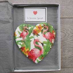 Flamingo Heart Slate Wall Hanging Tropical Home Decor - 15cm - thumbnail 3