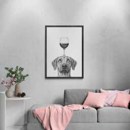 Rhodesian Ridgeback Dog Art Print, Funny & Wine Drawing, Lover Wall Decor, Lovers Gifts - thumbnail 3