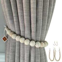 Curtain Tie Backs, Boho Decor, Wood Bead Tiebacks, Holdbacks For Bedroom, Ties Living Room, Farmhouse Decor