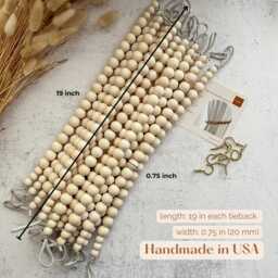 Curtain Tie Backs, Boho Decor, Wood Bead Tiebacks, Holdbacks For Bedroom, Ties Living Room, Farmhouse Decor - thumbnail 2