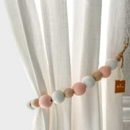 Curtain Tie Backs, Boho Decor, Wood Bead Tiebacks, Holdbacks For Bedroom, Ties Living Room, Farmhouse Decor - thumbnail 3