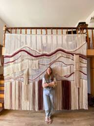 Huge Macrame Wall Hanging, Oversized Fiber Art, Large Curtain, Sound Diffuser, Double-Sided Room Divider - thumbnail 1
