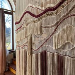 Huge Macrame Wall Hanging, Oversized Fiber Art, Large Curtain, Sound Diffuser, Double-Sided Room Divider - thumbnail 4
