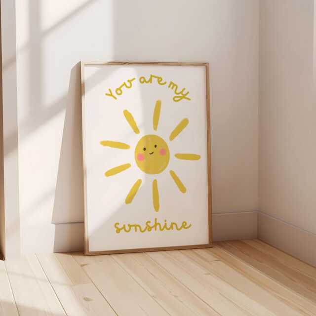 You Are My Sunshine Wall Poster , Art Print Nursery Prints, Scandi Decor, Neutral, Wall Art, Kids - image 1