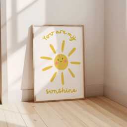 You Are My Sunshine Wall Poster , Art Print Nursery Prints, Scandi Decor, Neutral, Wall Art, Kids - thumbnail 1