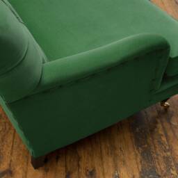 Handmade Low 3 Seater Emerald Green Velvet Chesterfield Sofa - thumbnail 3
