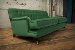 Handmade Low 3 Seater Emerald Green Velvet Chesterfield Sofa
