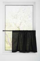 Farmhouse Linen Cafe Curtains Rod Pocket, Semi Sheer White Short Drapes For Kitchen Or Bathroom Window - thumbnail 1
